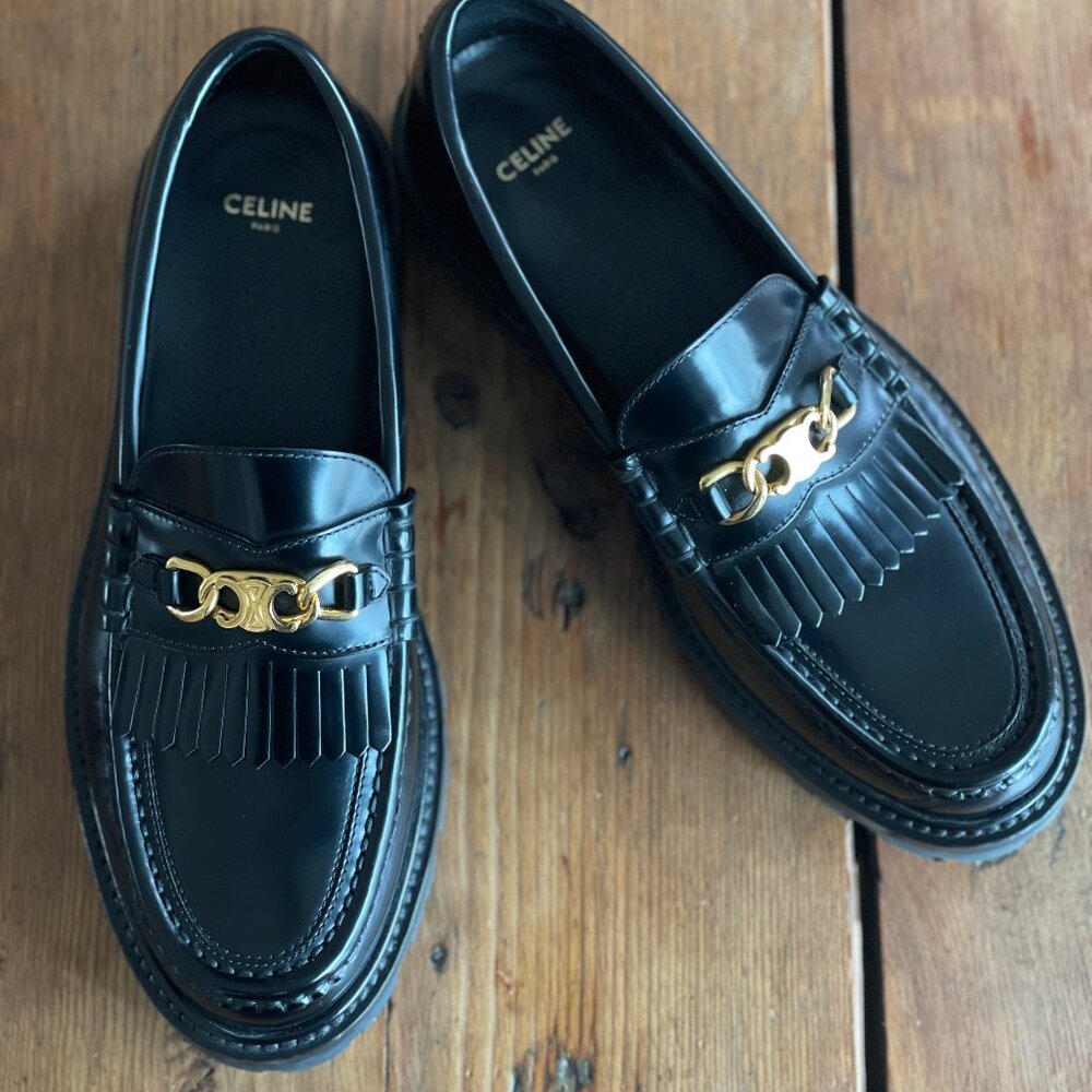 Celine Triomphe Margaret Leather Loafer - Size 39.5 - Excellent Condition